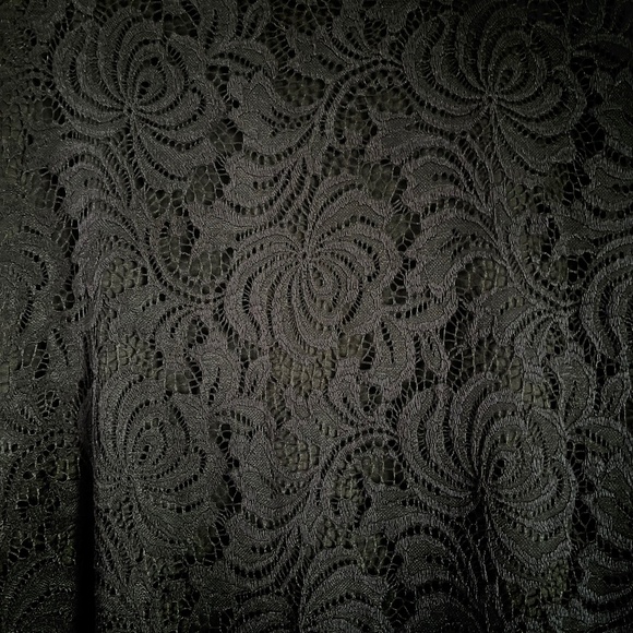 Black Lace Dress w/ Elegant Bell Sleeves Millibon USA Size Large - Picture 9 of 12